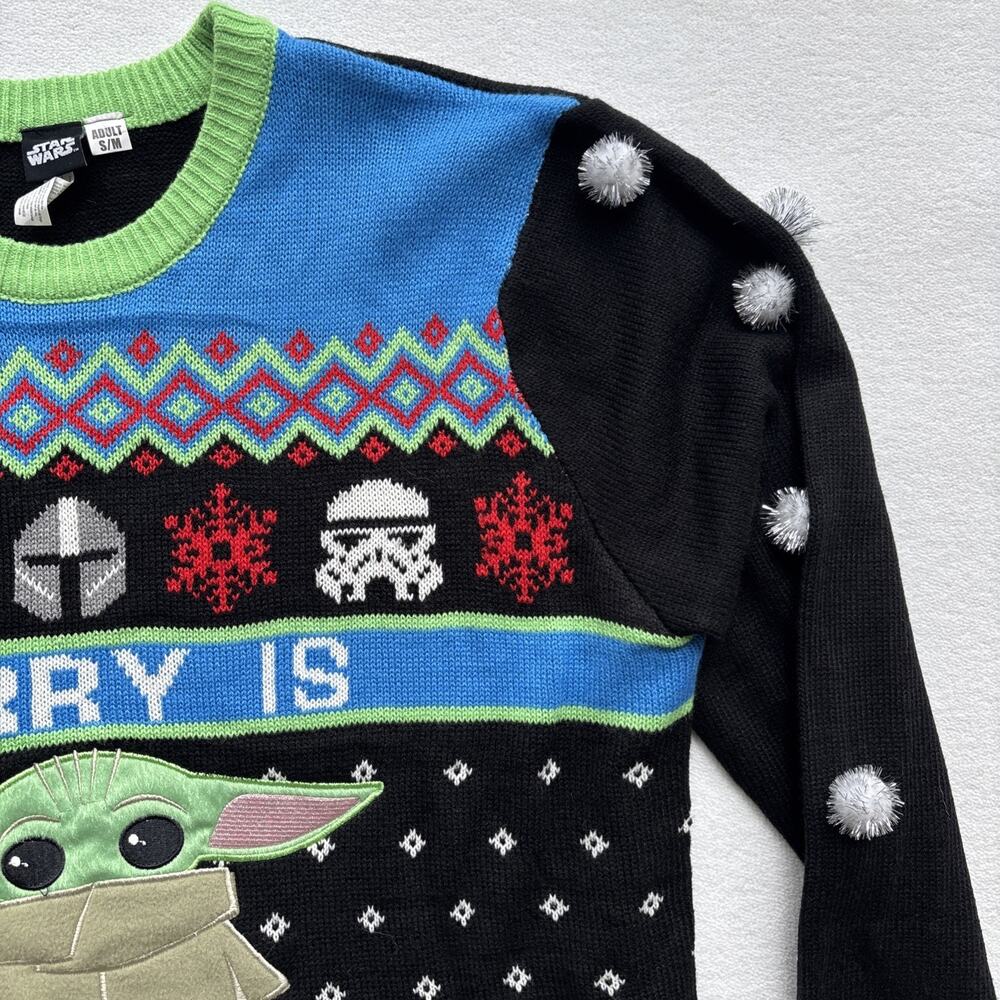 Star Wars Licensed Unisex Ugly Christmas Sweater Adult Small Medium Yoda Warm - Picture 5 of 16